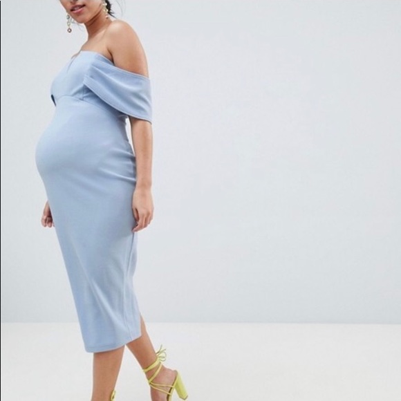 asos blue maternity dress